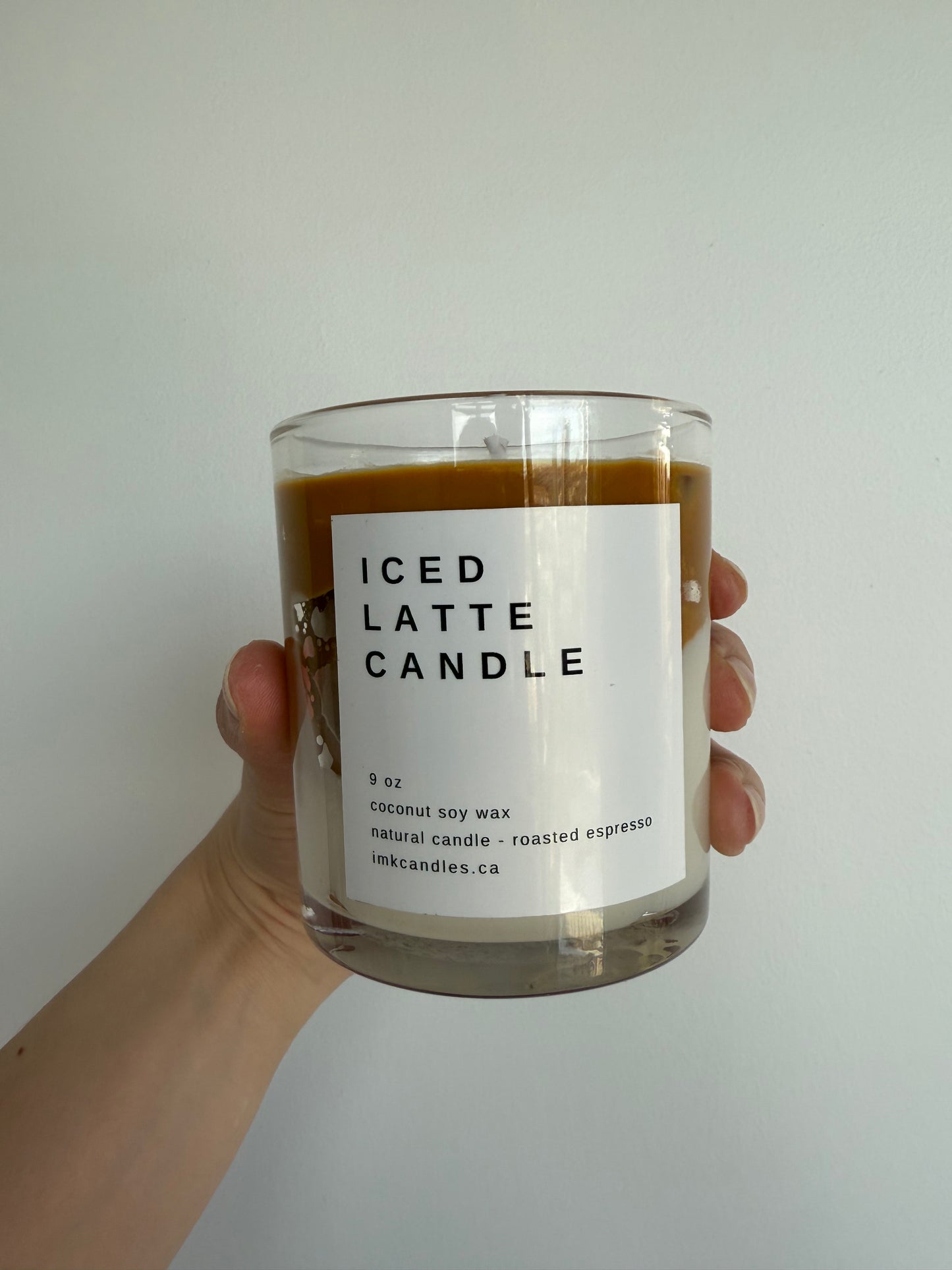 Ice Coffee Candle 9 oz | Iced Latte Coffee Scented Handmade Candle with Ice Cube Design