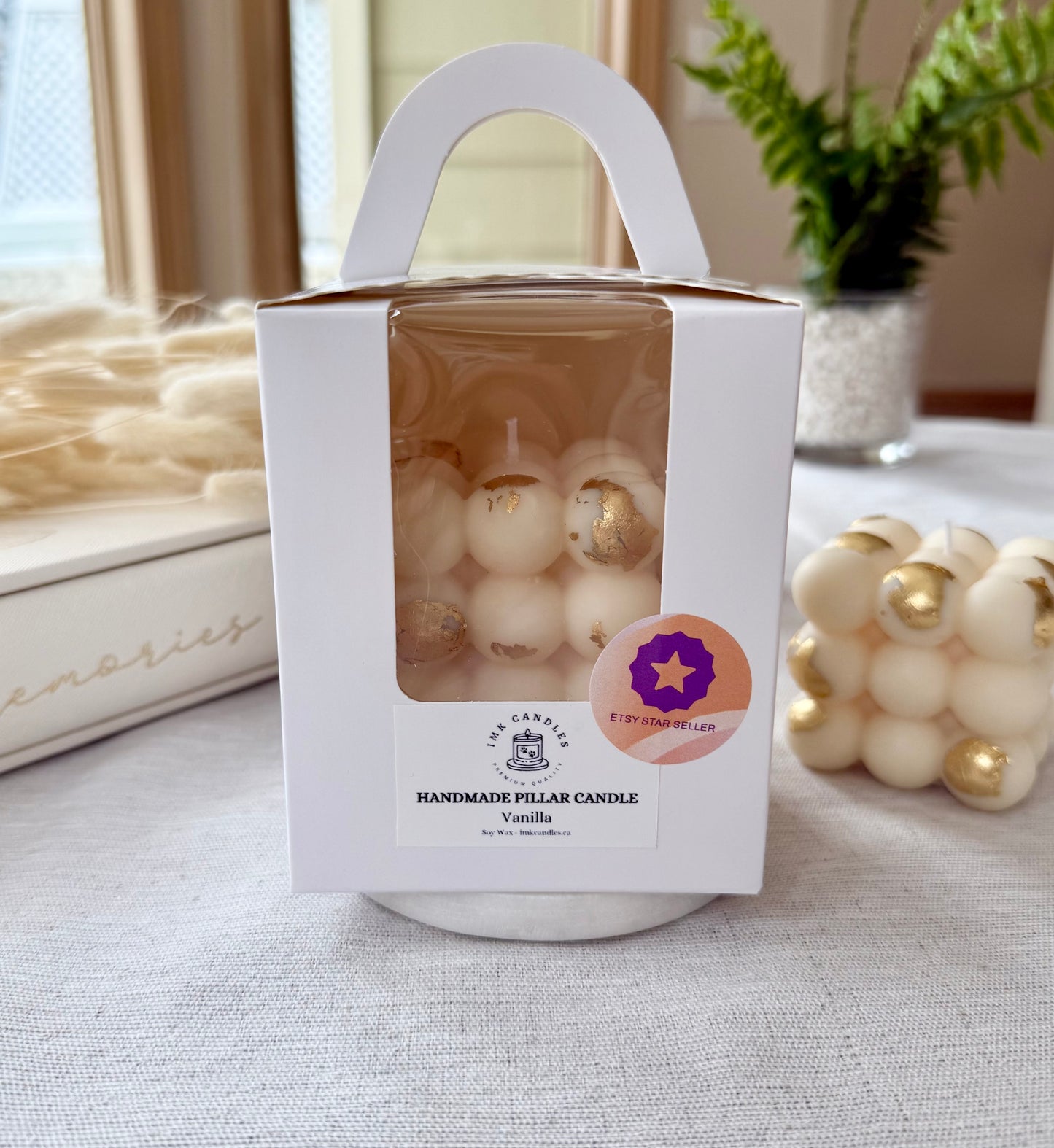 LUXURIOUS BUBBLE CANDLE With Gold Leaves (40+ different scents)