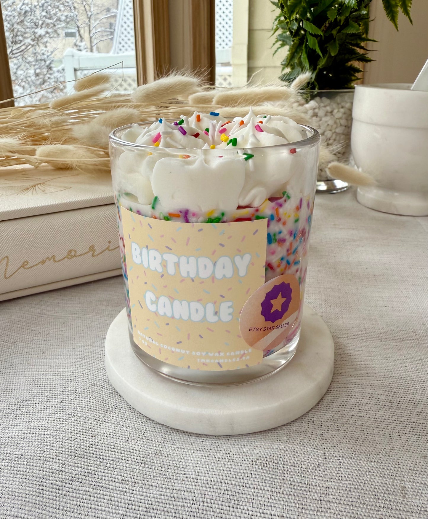 Sprinkles Birthday Cake Candle Handmade with Natural Coconut Soy Wax | Funfetti Candle | Confetti Candle | Rainbow Candle
