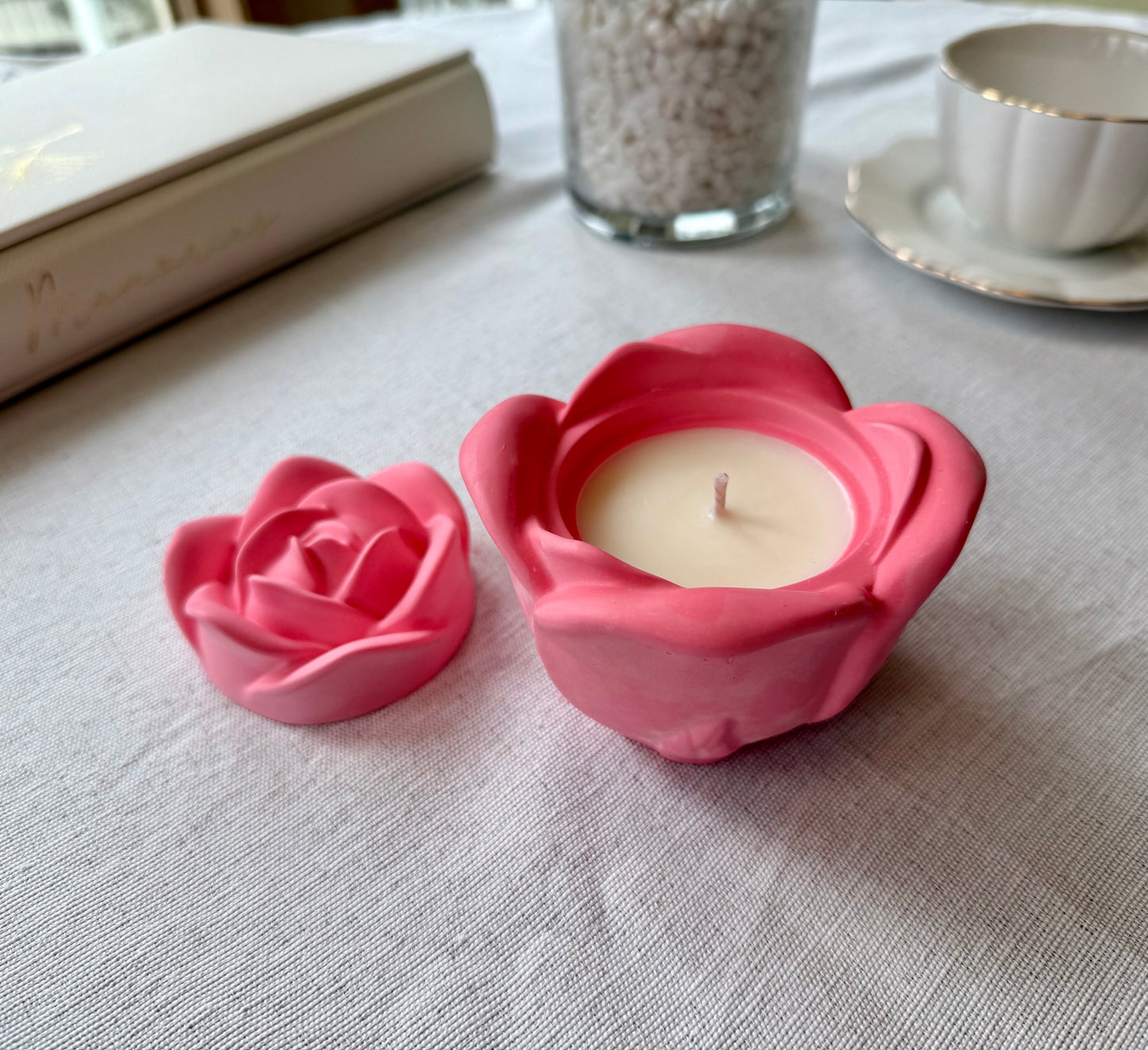 CERAMIC ROSE Scented Candle (30+ different scents)