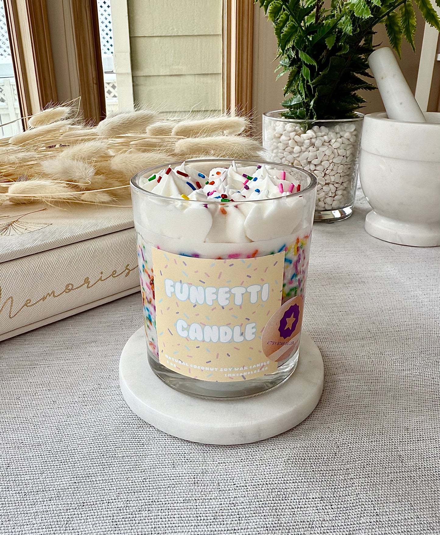 Sprinkles Birthday Cake Candle Handmade with Natural Coconut Soy Wax | Funfetti Candle | Confetti Candle | Rainbow Candle