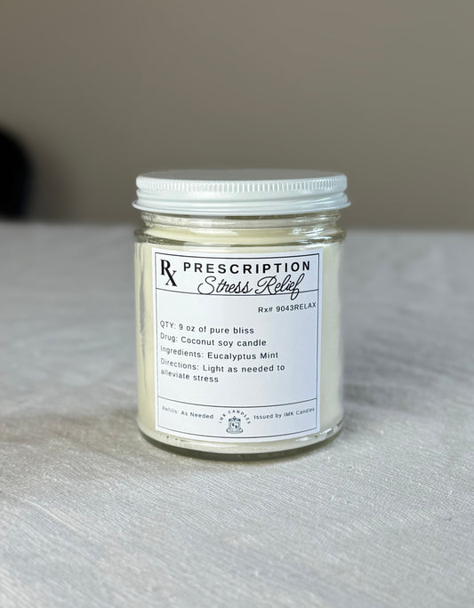 Prescription Candle Rx for Stress Relief - Scented Candle 8oz (40+ different scents)