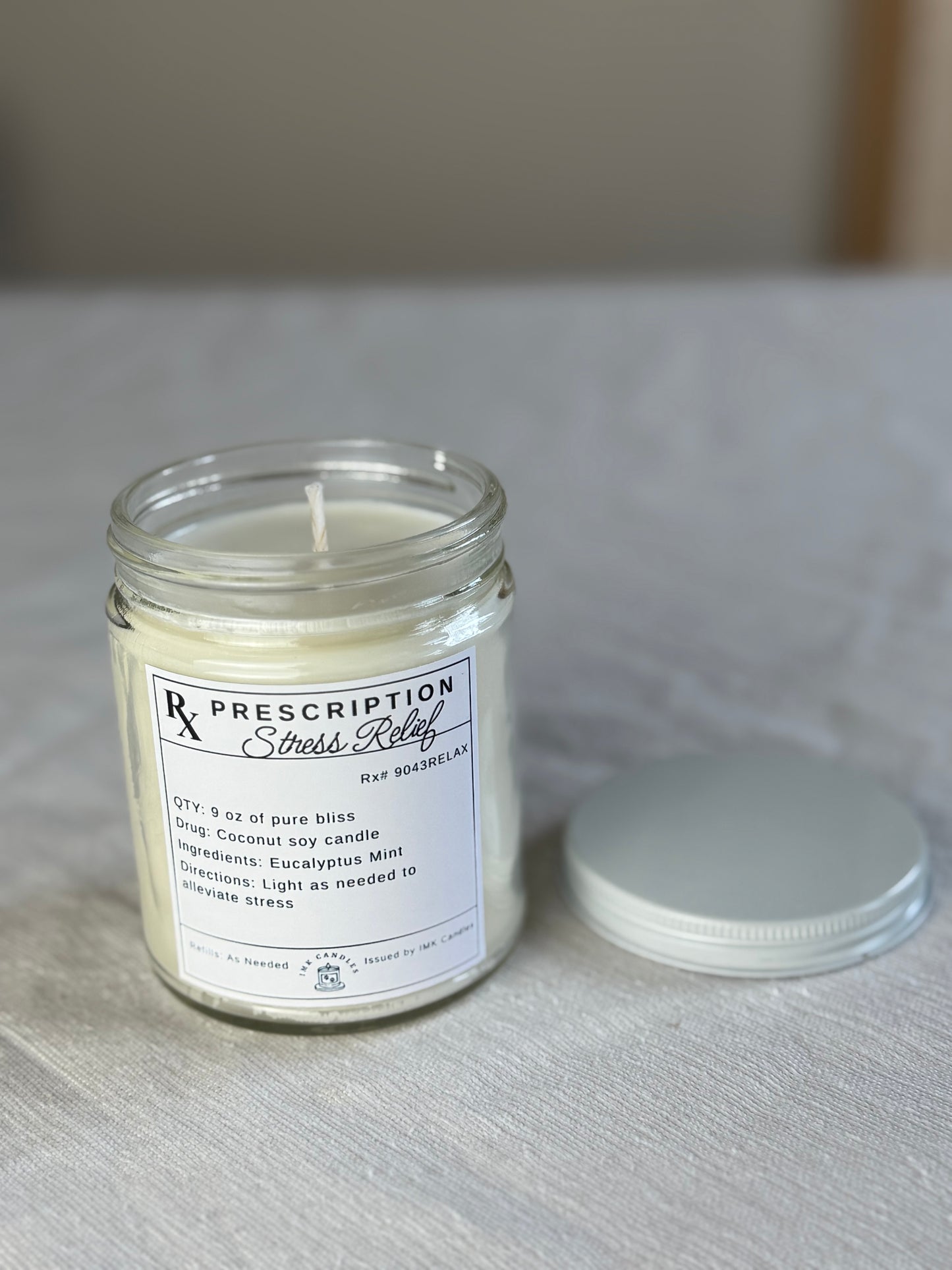 Prescription Candle Rx for Stress Relief - Scented Candle 8oz (40+ different scents)