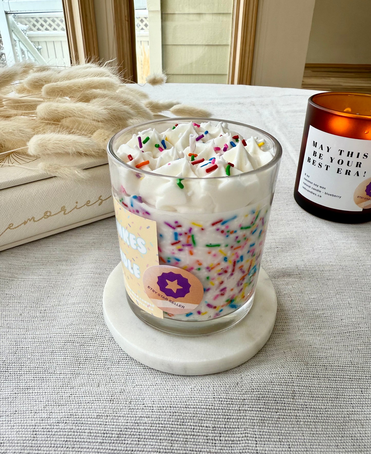 Sprinkles Birthday Cake Candle Handmade with Natural Coconut Soy Wax | Funfetti Candle | Confetti Candle | Rainbow Candle