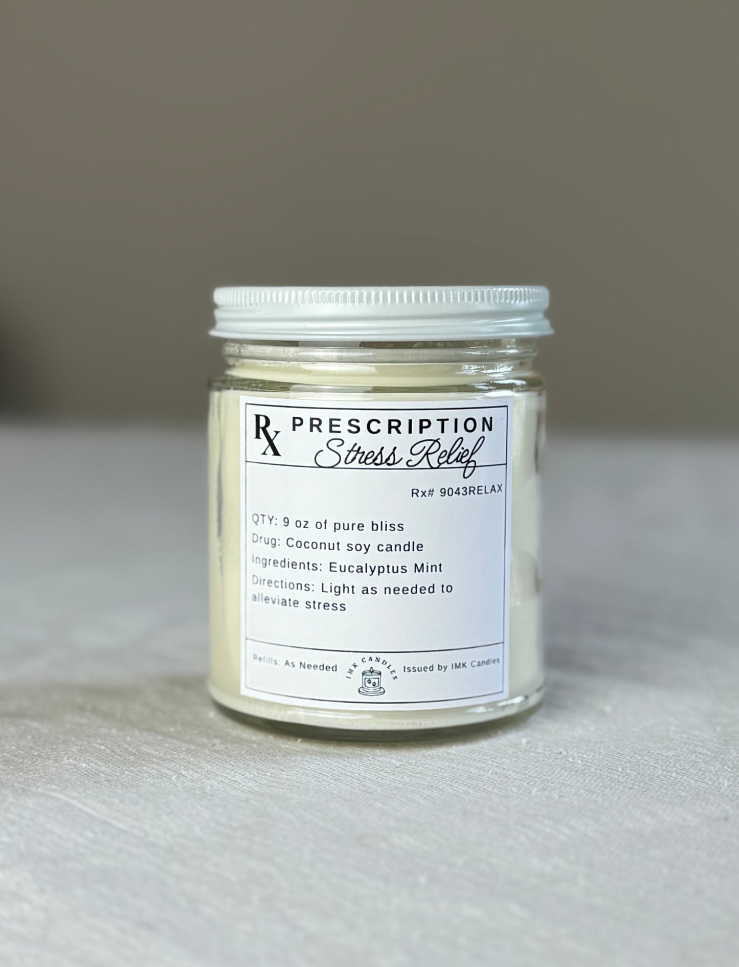 Prescription Candle Rx for Stress Relief - Scented Candle 8oz (40+ different scents)
